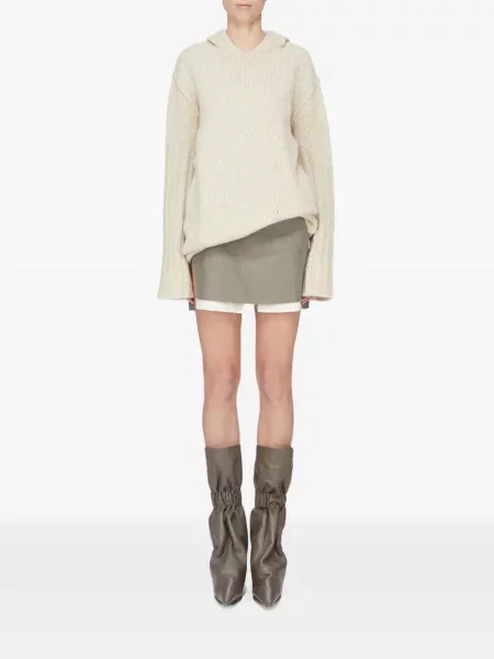 Pulover Rick Owens cu glugă chunky alb