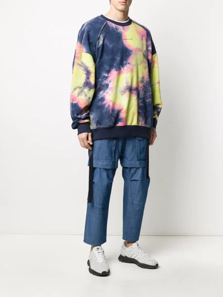 Вратовръзка Juun.j с кръгло деколте с tie-dye ефект връзки синьо