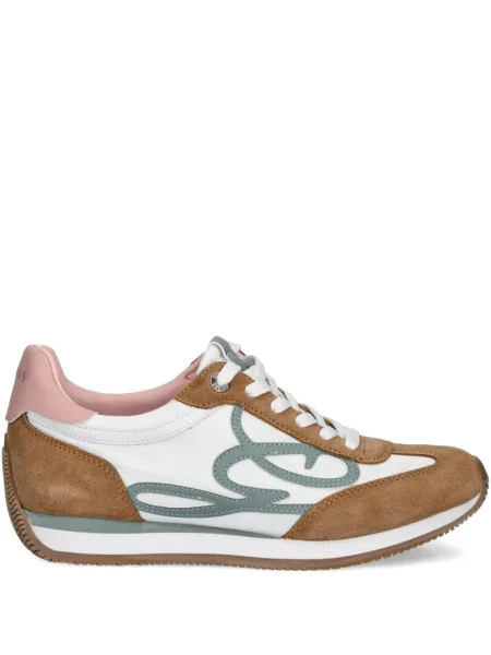 Sneakerși Guess cu șireturi din piele de căprioară alb