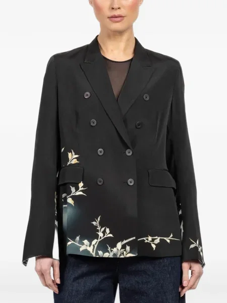 Marynarka Ibrigu w kwiatki z nadrukiem dwurzędowa czarna