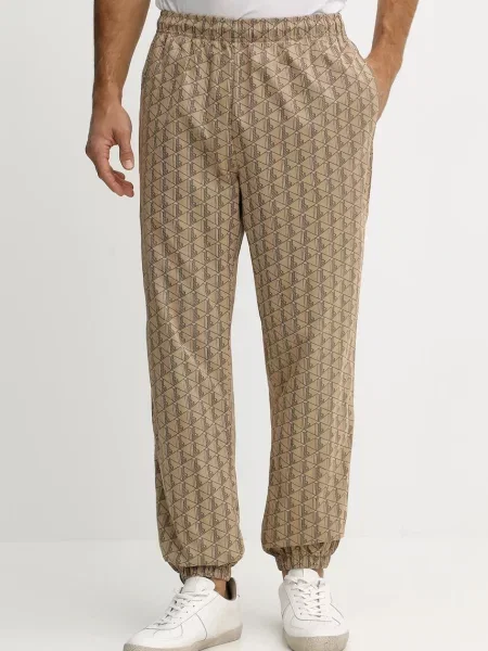 Lacoste pantaloni de trening cu imprimeu bej