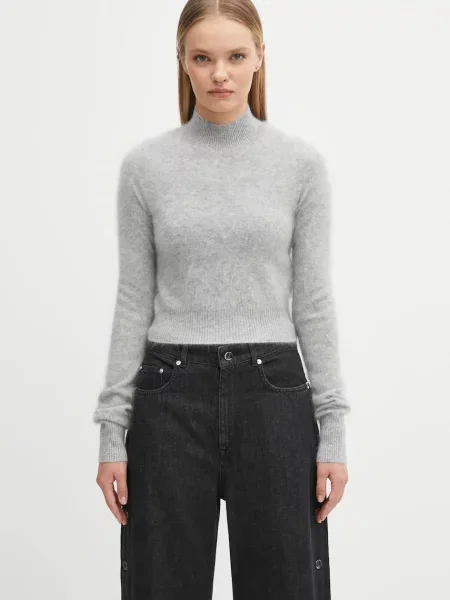 Sportmax pulover de cașmir GUBBIO light cu turtleneck gri