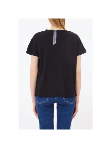 Koszulka z nadrukiem Liu Jo z kryształkami czarna