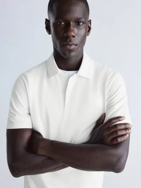 Koszulka polo slim fit Thermolite® złamana biel Mężczyzna S MANGO MAN