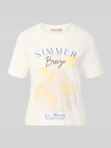 T-shirt z nadrukiem z motywem i okrągłym dekoltem Christian Berg Woman Selection