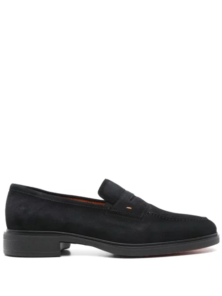 Pantofi loafer Santoni din piele de căprioară albastru