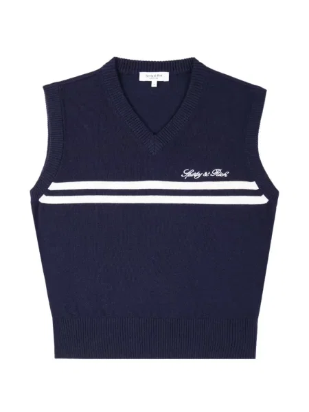 Vestă Sporty & Rich cu broderie albastru