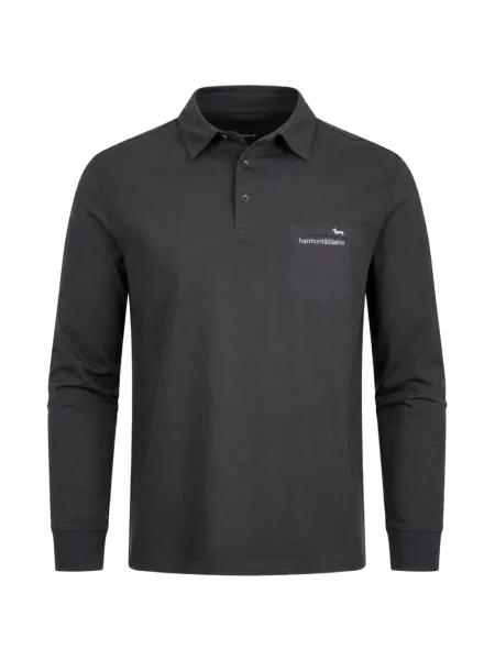 Lung tricou polo Harmont & Blaine gri