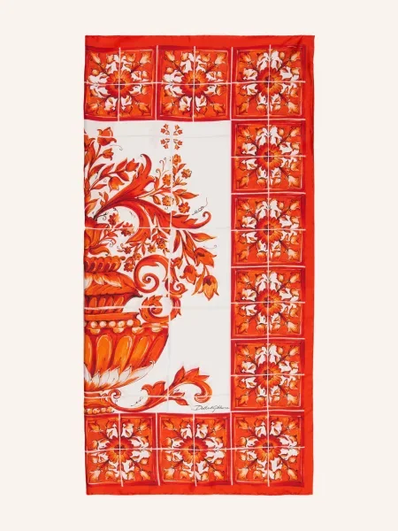 Dolce & Gabbana Hedvábný Šátek oranžová bílá