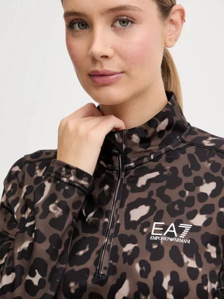 Свитер Ea7 Emporio Armani с принтом коричневый