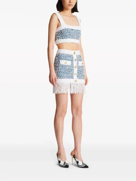 Fustă Balmain din tweed albastru