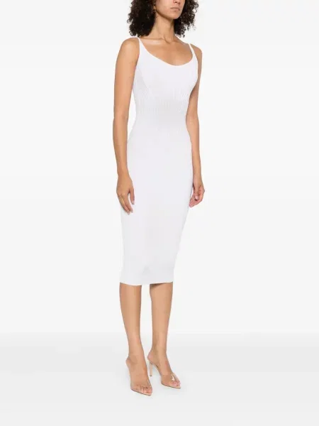 Rochie midi Mugler până la genunchi de costum alb