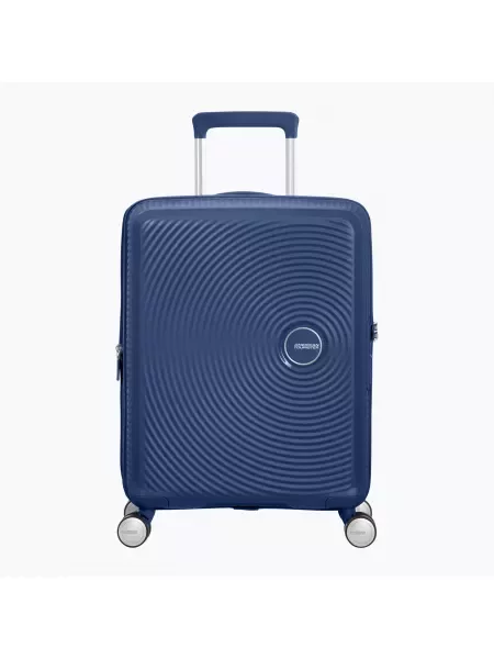 Lniana walizka American Tourister niebieska