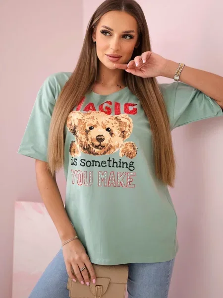 Bluzka Kesi z nadrukiem khaki