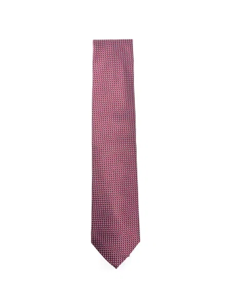 Cravată Brioni de mătase cu imprimeu geometric roșu