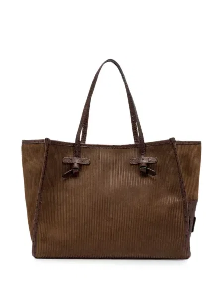 Geantă shopper Gianni Chiarini de catifea cord maro