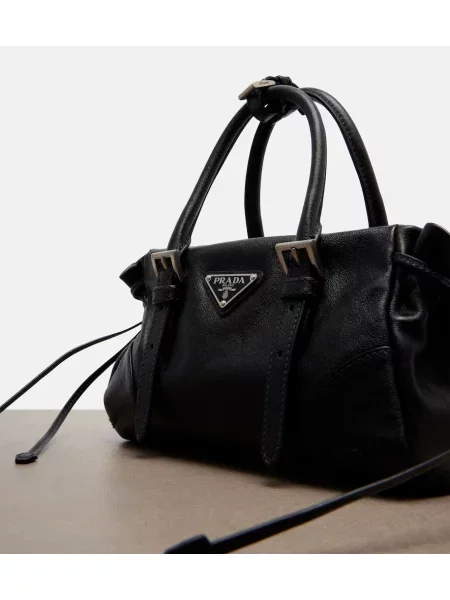 Top Prada din piele negru