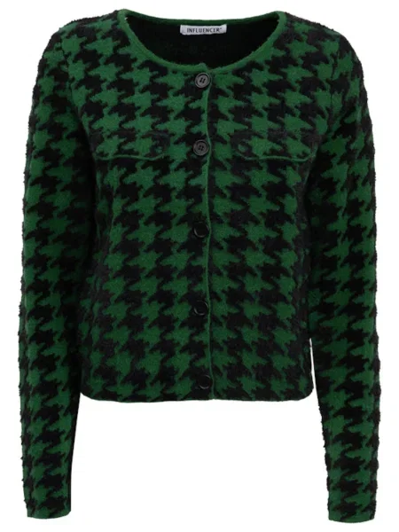Influencer Geacă tricotată verde negru