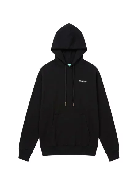 Hanorac cu glugă Off-white cu imagine cu cordon alb
