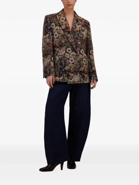 Sacou Herno cu model floral din jacard albastru