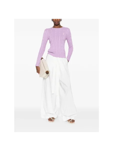 Dzianinowy sweter Polo Ralph Lauren fioletowy