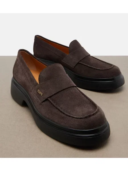 Pantofi loafer Tod's din piele de căprioară maro