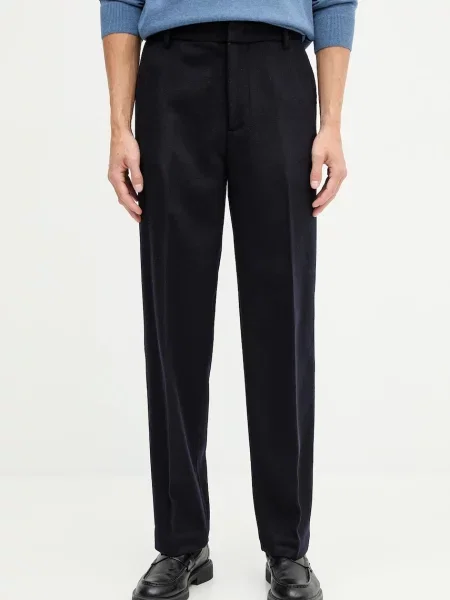 Emporio Armani pantaloni de lână bluză dreaptă bleumarin pentru bărbați