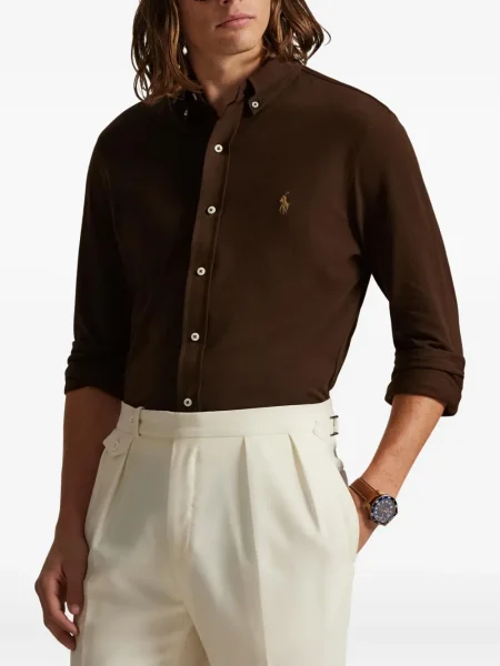 Dlouhá pruhovaná s límcem kšiltovka Polo Ralph Lauren modrá