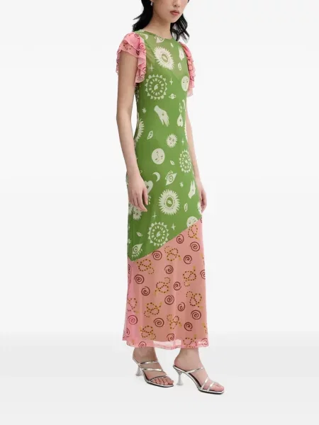 Rochie midi Never Fully Dressed cu imagine verde