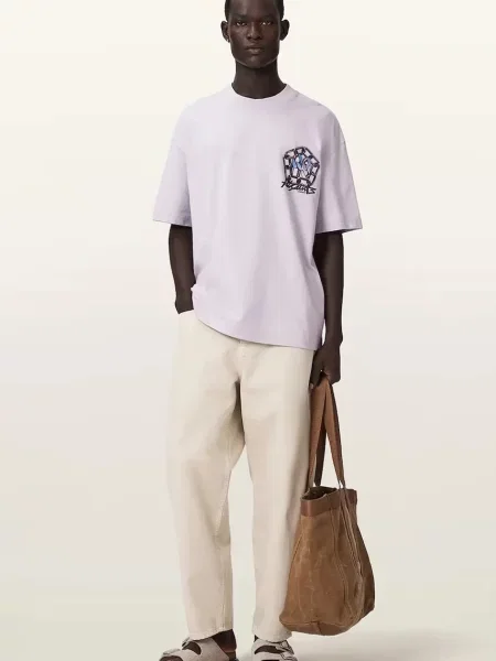 AllSaints футболка basic з додаванням льону AFFIX