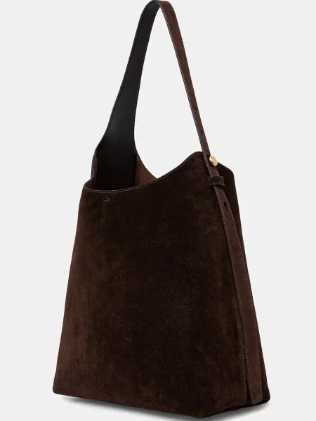 Замшева сумочка Tory Burch Romy Suede Hobo Bag коричневий