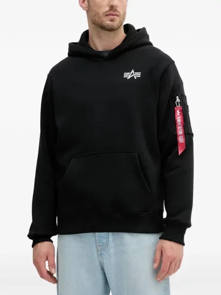 Hanorac cu glugă Alpha Industries cu imagine negru