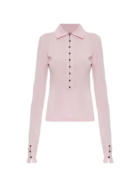 Lung tricou polo Jacquemus din lână merinos roz