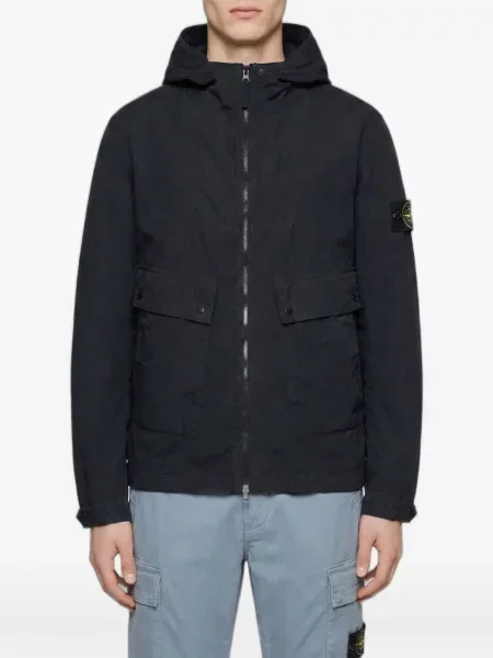 Geacă Stone Island cu glugă cu strasuri negru