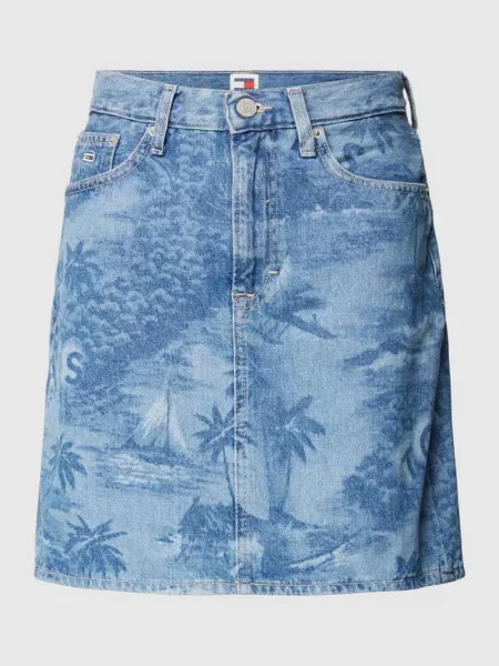 Spódnica jeansowa o kroju mom fit ze wzorem na całej powierzchni Tommy Jeans niebieska