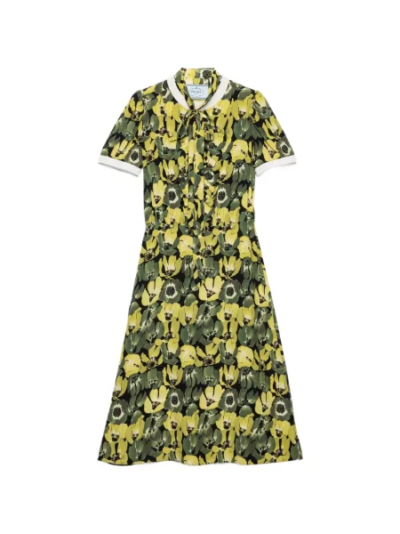 Rochie Prada din crep de costum galben