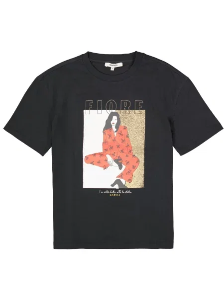 GARCIA Tricou bej deschis / auriu / roșu negru