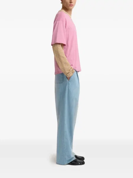 Tricou Marni cu dungi cu autograf roz