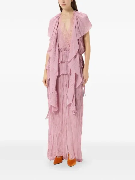 Rochie Blumarine cu volane plisată de costum roz