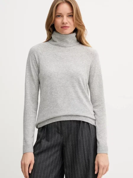 United Colors of Benetton sweter z dodatkiem wełny lekki z golfem szary