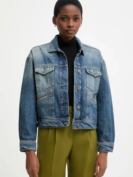 Pepe Jeans geacă jeans de tranziție oversize albastru