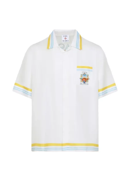 Kołnierzykowy koszula Casablanca z nadrukiem biała
