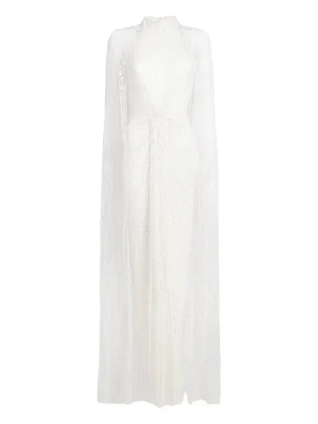 Rochie maxi Jenny Packham cu paiete de costum alb