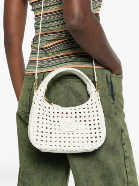 Geantă shopper Miu Miu alb