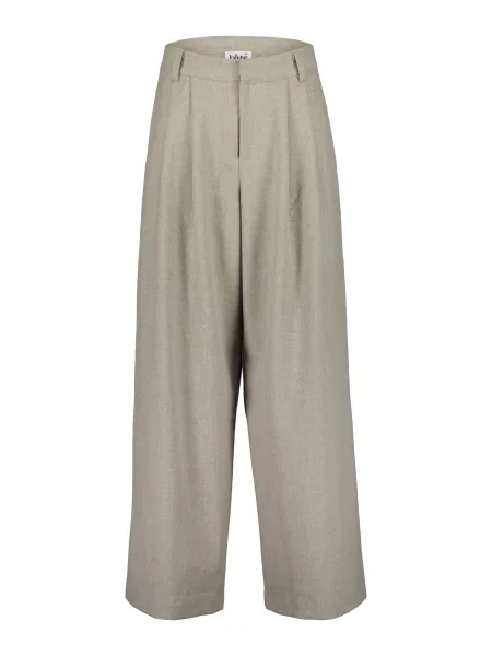 BLUE SEVEN Kalhoty se sklady v pase tmavě béžová