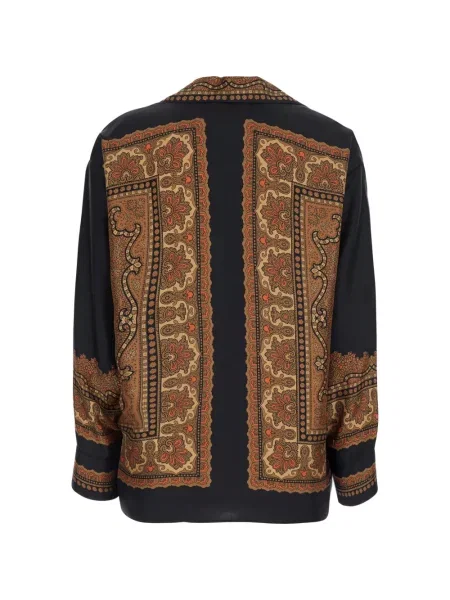 Μεταξωτή μπλούζα Momoni με σχέδιο paisley μαύρο