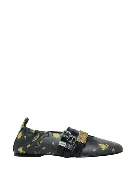 Balerini Ganni cu model floral cu imagine negru
