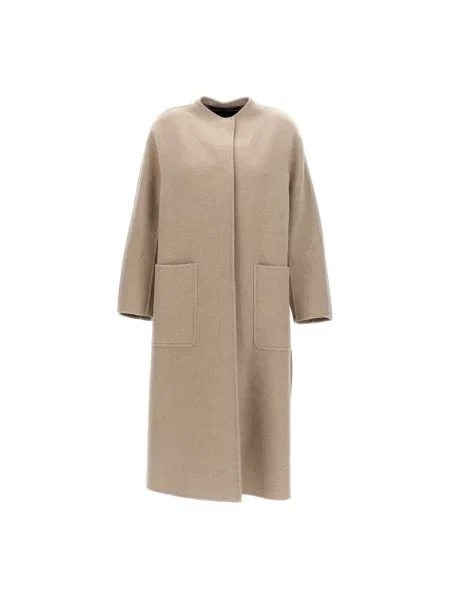 Lniany płaszcz Max Mara beżowy