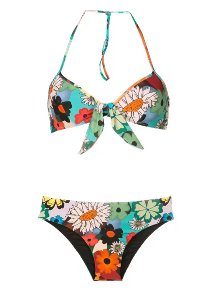 Bikini Amir Slama cu model floral cu imagine cu gât halter negru