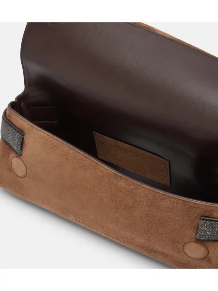 Top Brunello Cucinelli din piele de căprioară maro